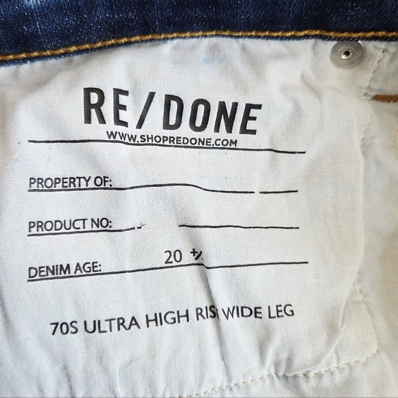 RE/DONE 70s Ultra High Rise Wide Leg Jeans in Monterey Faded Wash Size 25 - Picture 6 of 8
